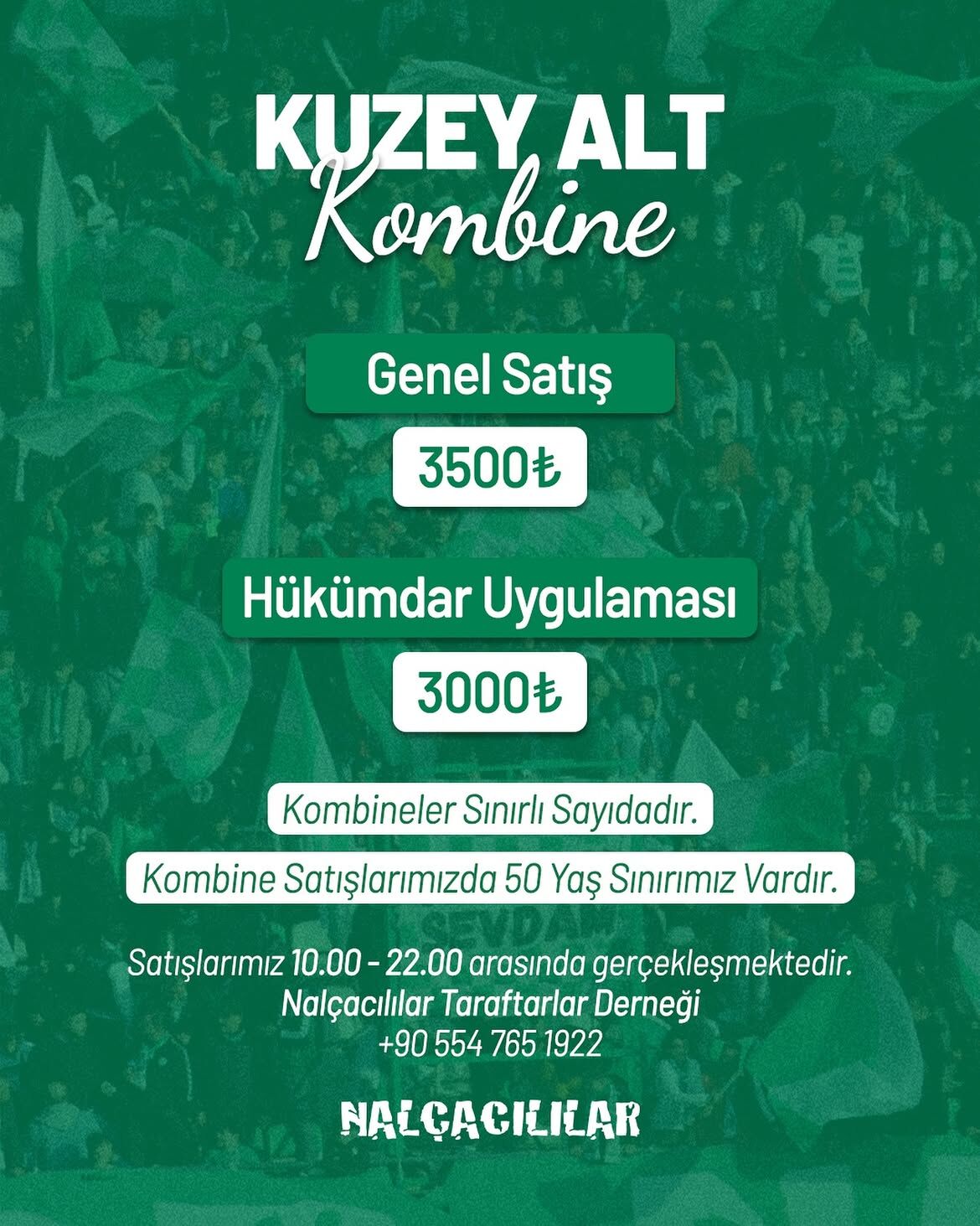 📣 2026 2027 Sezonu Kuzey Alt Kombine Satışı Başladı📍 Nalçacılılar Taraftarlar Derneği (Enerya