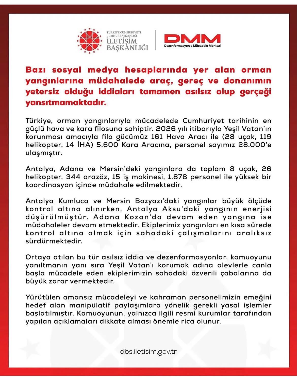 Bazı Sosyal Medya Hesaplarında Yer Alan Orman Yangınlarına Müdahalede Araç, Gereç Ve Donanımın Y