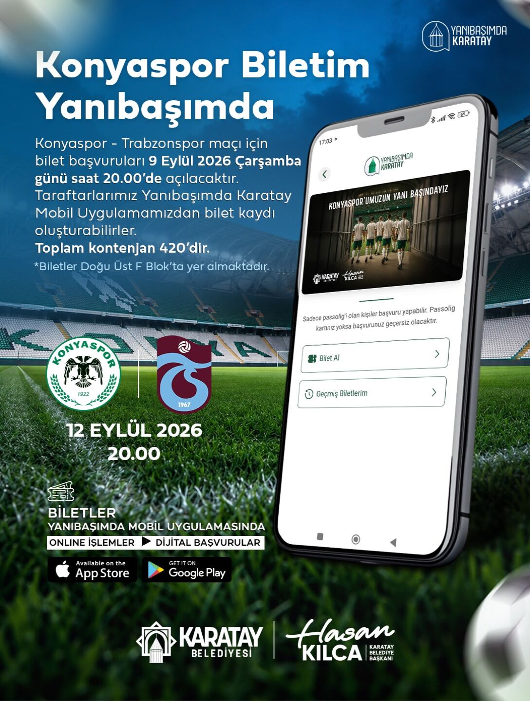 Konyaspor’umuzun 12 Eylül Cumartesi Günü Oynayacağı Trabzonspor Müsabakası Için Hediye Bilet Baş