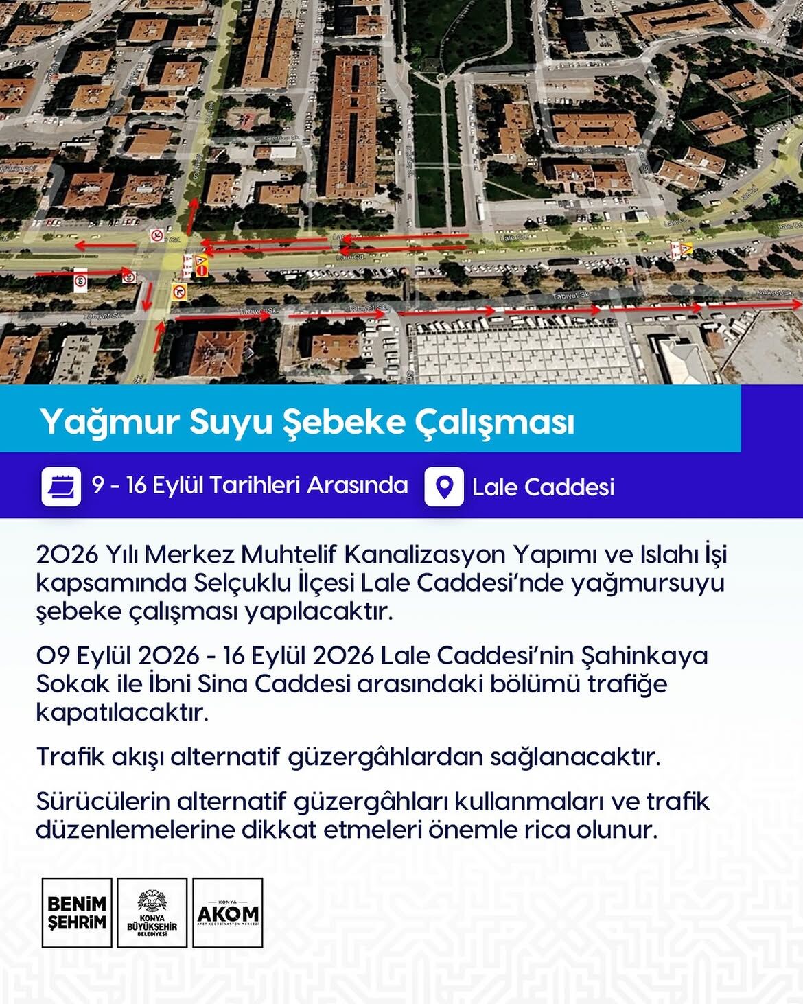 🚧 Yol Kapama Duyurusu Yağmursuyu Şebeke Çalişmasi2026 Yılı Merkez Muhtelif Kanalizasyon Yapım