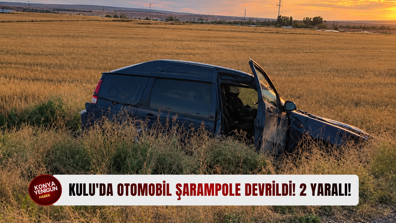 Kulu'da otomobil şarampole devrildi! 2 yaralı!