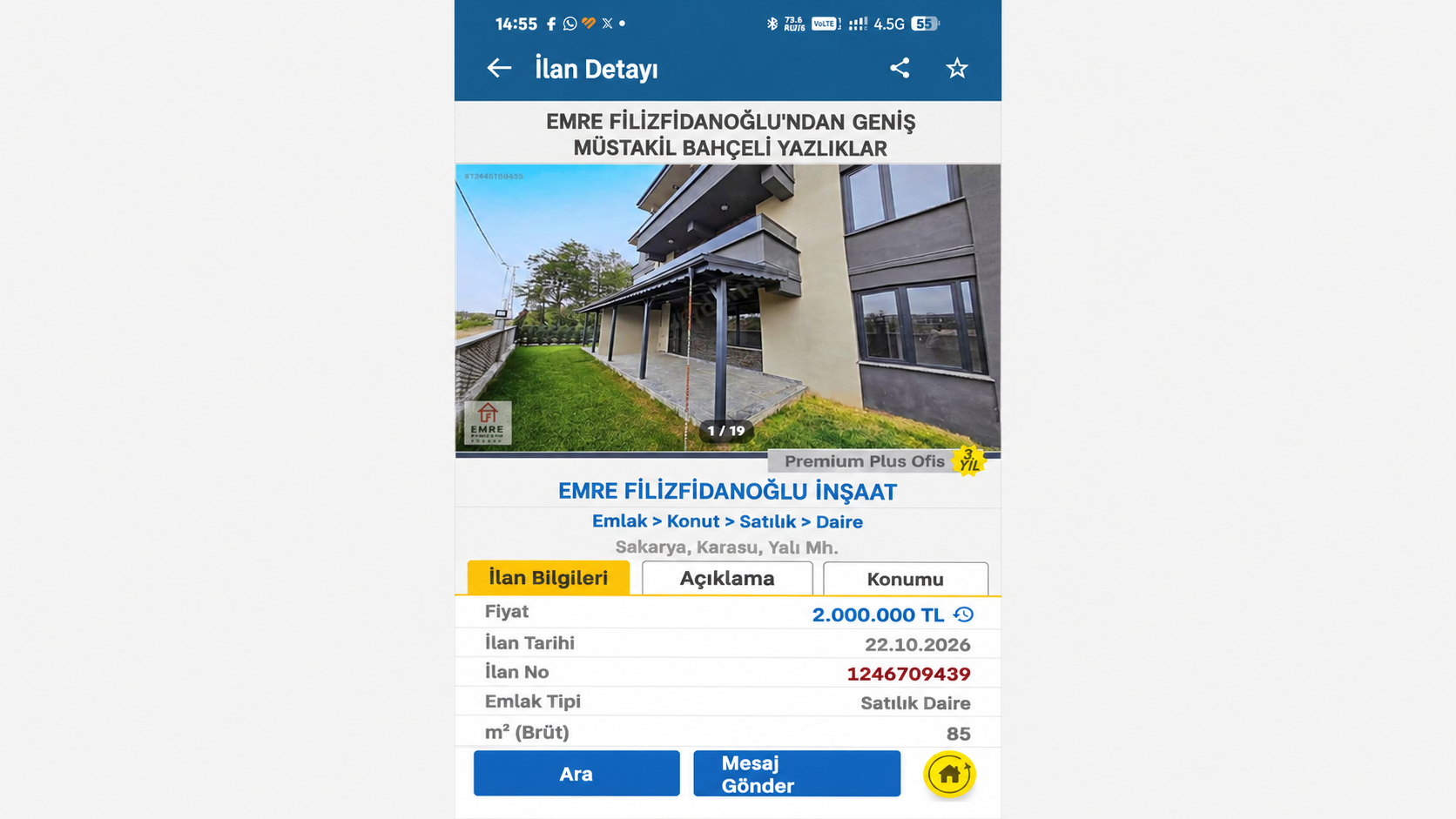 Türkçe Emlak İlanı Ekranı