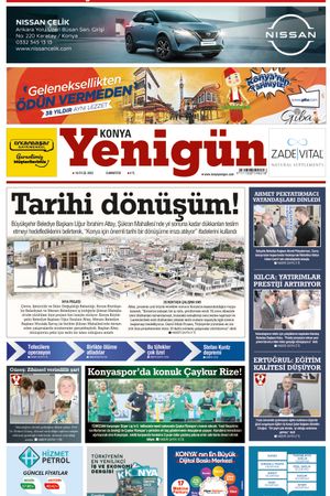 Konya Yenigün Gazetesi - 16.09.2023 Manşeti
