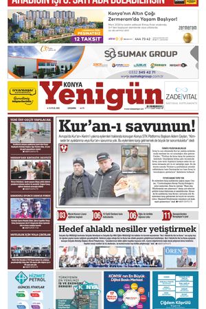 Konya Yenigün Gazetesi - 13.09.2023 Manşeti