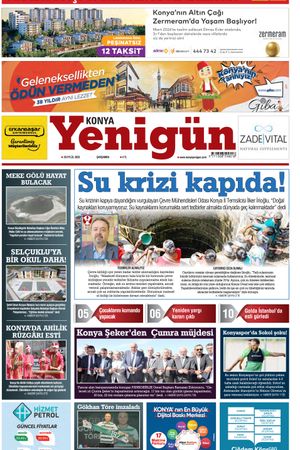 Konya Yenigün Gazetesi - 20.09.2023 Manşeti