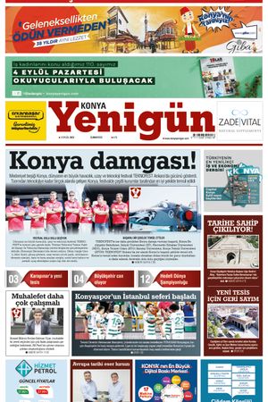 Konya Yenigün Gazetesi - 02.09.2023 Manşeti