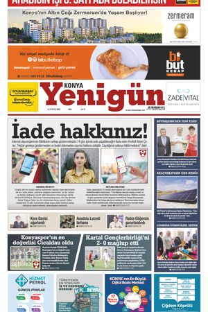 Konya Yenigün Gazetesi - 12.09.2023 Manşeti