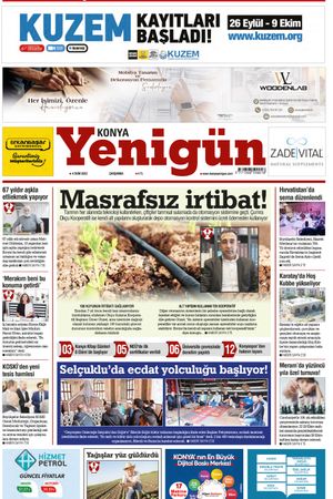 Konya Yenigün Gazetesi - 04.10.2023 Manşeti
