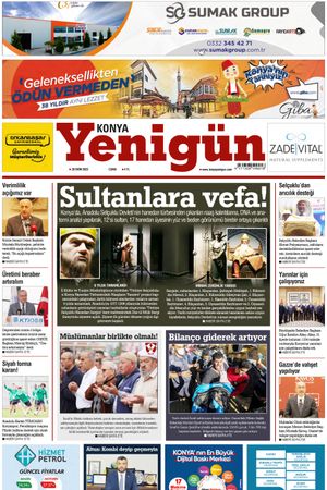 Konya Yenigün Gazetesi - 20.10.2023 Manşeti