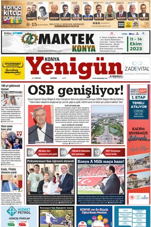 Konya Yenigün Gazetesi - 11.10.2023 Manşeti