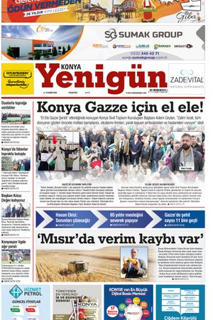 Konya Yenigün Gazetesi - 13.11.2023 Manşeti