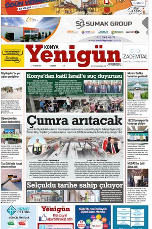 Konya Yenigün Gazetesi - 15.11.2023 Manşeti