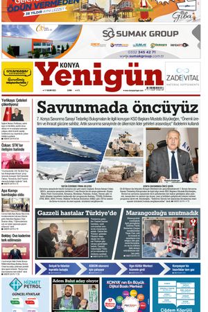 Konya Yenigün Gazetesi - 17.11.2023 Manşeti
