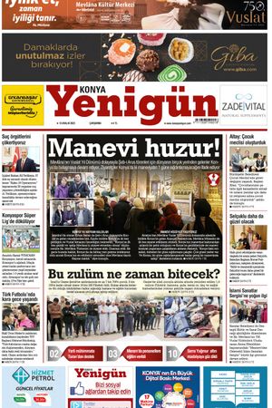Konya Yenigün Gazetesi - 13.12.2023 Manşeti