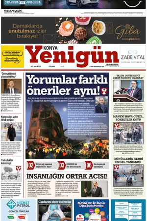 Konya Yenigün Gazetesi - 21.12.2023 Manşeti