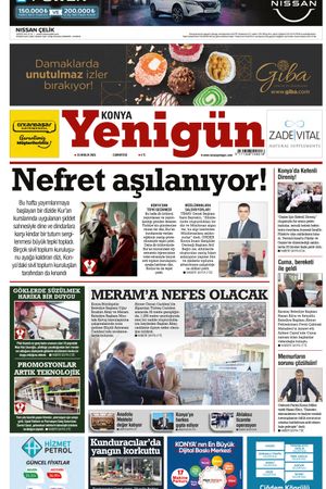 Konya Yenigün Gazetesi - 23.12.2023 Manşeti
