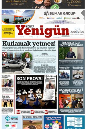 Konya Yenigün Gazetesi - 04.12.2023 Manşeti