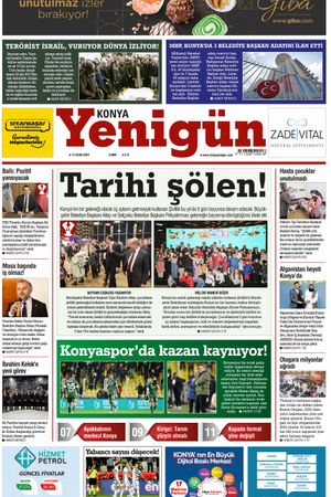 Konya Yenigün Gazetesi - 12.01.2024 Manşeti
