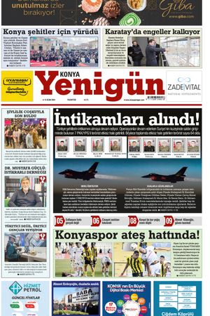 Konya Yenigün Gazetesi - 15.01.2024 Manşeti