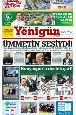 Konya Yenigün Gazetesi - 01.03.2024 Manşeti