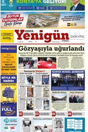Konya Yenigün Gazetesi - 16.03.2024 Manşeti