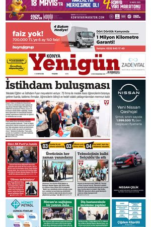 Konya Yenigün Gazetesi - 15.05.2025 Manşeti