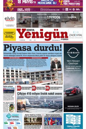 Konya Yenigün Gazetesi - 16.05.2025 Manşeti