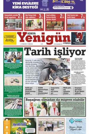 Konya Yenigün Gazetesi - 15.07.2026 Manşeti