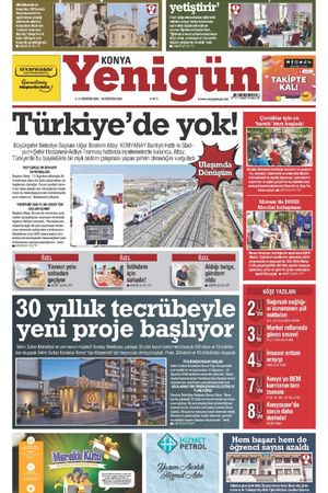Konya Yenigün Gazetesi - 12.08.2026 Manşeti