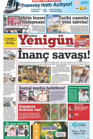 Konya Yenigün Gazetesi - 09.09.2026 Manşeti